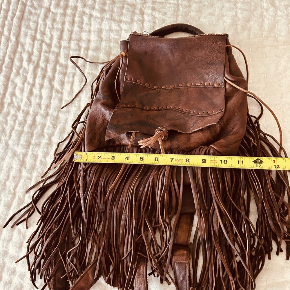 Brown Hobo Bag with Leather Fringe and Vintage Style - Picture 7 of 9